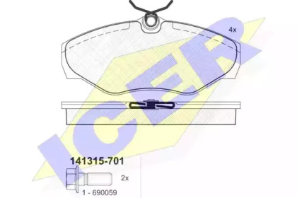 Колодки гальмівні (передні) Renault Trafic II/Opel Vivaro A/Nissan Primastar 01- ICER 141315-701