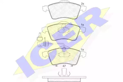 Колодки гальмівні (передні) VW T4 90-03 R15 (+датчик) ICER 141320