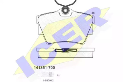 Колодки гальмівні (задні) Renault Trafic/Opel Vivaro/Nissan Primastar/Interstar 01-/NV300 16- ICER 141351-700