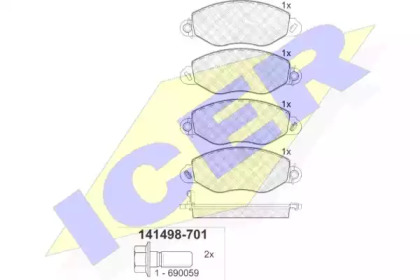 Колодки гальмівні (передні) Ford Transit 00-06 (FWD) ICER 141498-701