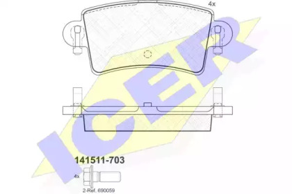 Колодки гальмівні (задні) Renault Master II/Opel Movano 98-/Nissan Interstar 02- ICER 141511-703