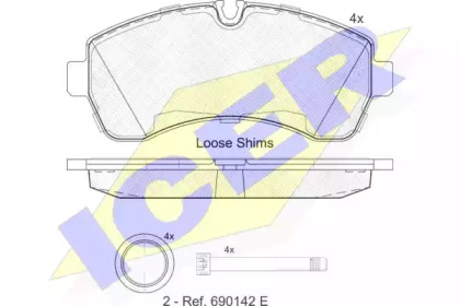 Колодки гальмівні (передні) MB Sprinter (906,907,910) 210-519CDI/VW Crafter 30-35/30-50 06-(спарка) ICER 141785