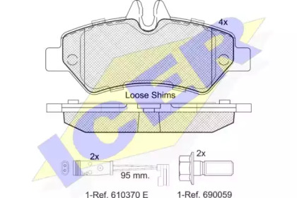 Колодки гальмівні (задні) MB Sprinter (906) 209-519 06-/VW Crafter 30-35/30-50 13-16 (+датчики) ICER 141787