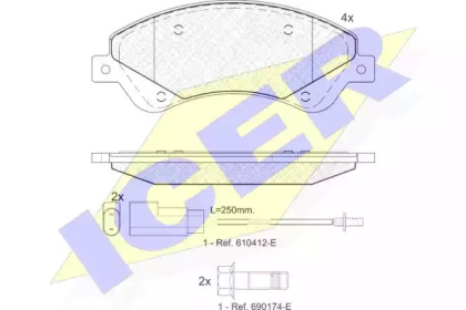 Колодки гальмівні (передні) Ford Transit 06-14/Transit Connect 06-13 (+датчики) ICER 141792