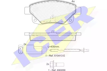 Колодки гальмівні (задні) Ford Transit V347 06-14 (+датчики) ICER 141794