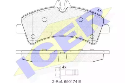 Колодки гальмівні (задні) MB Sprinter (906) 411-519CDI/VW Crafter 30-35/30-50 06- (спарка) ICER 141849