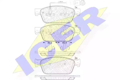 Колодки гальмівні (передні) VW T5/Multivan V 03-15/T6/Multivan VI 15- (+датчик) ICER 141953
