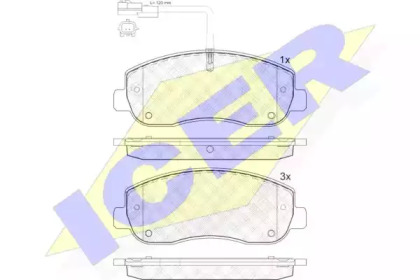 Колодки гальмівні (передні) Renault Master III/Opel Movano B/Nissan NV400 10- (+датчик) ICER 141999