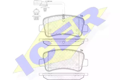 Колодки гальмівні (задні) Renault Master III/Opel Movano B/Nissan NV400 10- (+датчик)(однокатковий) ICER 142001