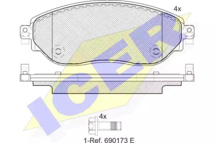 Колодки гальмівні (передні) Renault Trafic III/Opel Vivaro B 14-/Nissan NV300/Fiat Talento 16- ICER 142219