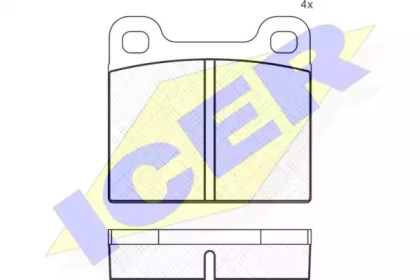 Колодки гальмівні (передні) Opel Ascona 70-75/Kadett 67-79/Rekord 63-77/Audi 100 71-76 ICER 180162