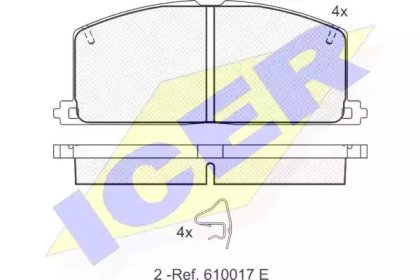Колодки гальмівні (передні) Toyota Camry 82-91/Carina 82-01/Celica 85-93/Corolla 83-00 ICER 180462
