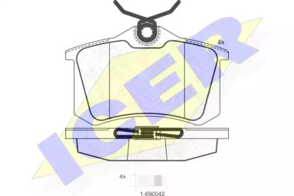 Колодки гальмівні (задні) Citroen C3-C8/Skoda Octavia 01-/Renault Megane 08-/VW Golf 91-14/Polo 96- ICER 180697-700