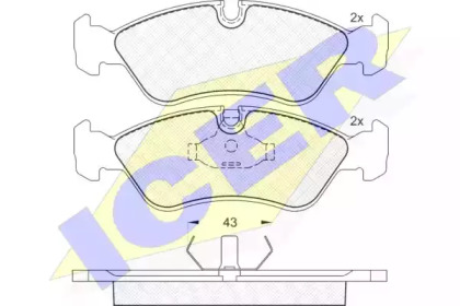Колодки гальмівні (передні) Opel Astra F 91-01/Vectra A/B 88-03/Kadett E 85-92/Omega A 86-94 ICER 180758
