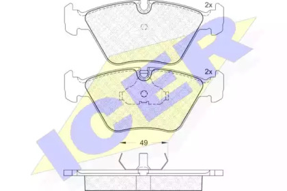 Колодки гальмівні (передні) BMW 3 (E36/E46) 92-06/5 (E34) 87-96/7 (E32) 87-94/Z3 (E36) 97-03 ICER 180773