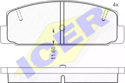 Колодки гальмівні (задні) Mazda 6 02-13/Mazda 323 91-04/626 III/V/RX-7 84-02 ICER 180785
