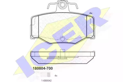 Колодки гальмівні (задні) Nissan Almera 00-06/Primera 90-02 ICER 180804-700