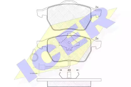 Колодки гальмівні (передні) Audi 100 90-94/Audi A6 94-97 (+датчики) ICER 180808