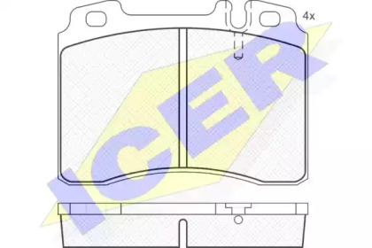 Колодки гальмівні (передні) MB 190 (W201) 86-93/C-class (W202) 94-00/E-class (W124/W210) 93-02 ICER 180861
