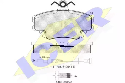 Колодки гальмівні (передні) Renault Megane 96-03/Clio 90-/Logan/Dacia Sandero 08- (+датчики) ICER 180993-700