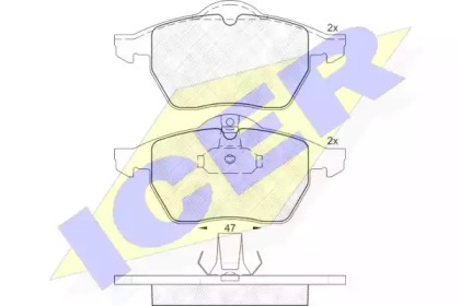 Колодки гальмівні (передні) Opel Astra G 99-02/Vectra B 95-03/Calibra A 91-97/Saab 9-3 98-09 ICER 181128