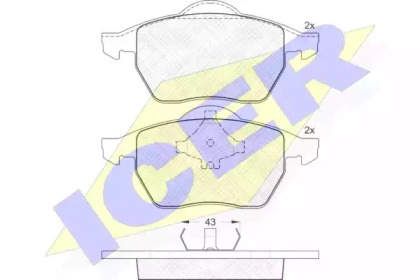 Колодки гальмівні (передні) Audi A3/TT/Skoda Octavia 96-10/VW Golf/Passat B3/B4 91-06 (без датчика) ICER 181131