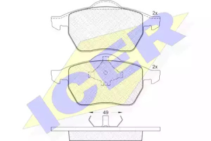Колодки гальмівні (передні) Ford Galaxy 95-15/Seat Alhambra 96-10/VW Sharan 95-10 ICER 181139
