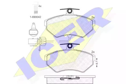 Колодки гальмівні (передні) Audi A4 94-08/Seat Exeo 08-13/VW Passat B5 96-00 (+датчики) ICER 181157-203