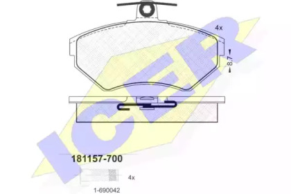 Колодки тормозные (передние) Audi A4 94-01/VW Passat B5 96-00 ICER 181157-700