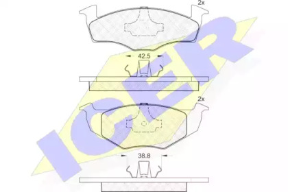Колодки гальмівні (передні) Seat Cordoba/Ibiza II 93-02/VW Golf III 91-99/Polo 95-02 ICER 181178