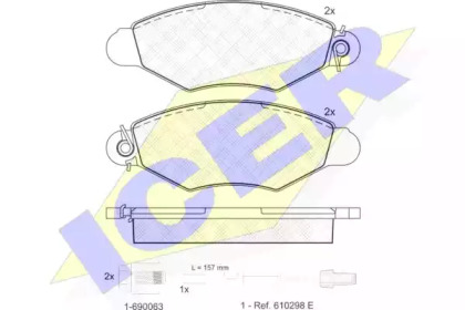 Колодки гальмівні (передні) Renault Kangoo 97-/Nissan Kubistar 03- (+датчик) ICER 181217-203