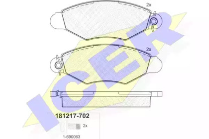 Колодки гальмівні (передні) Renault Kangoo 97-/Nissan Kubistar 03- ICER 181217-702