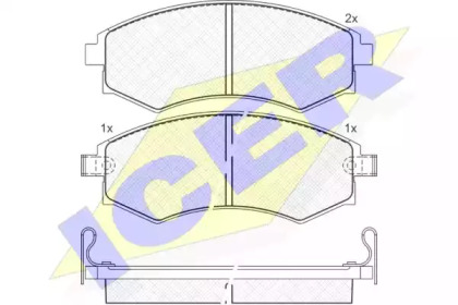Колодки гальмівні (передні) Hyundai Elantra/Matrix 00-10/Grandeur 06-10/Sonata 93-01 ICER 181267