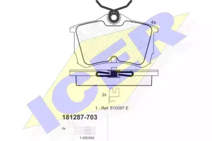 Колодки гальмівні (задні) Honda Accord VI/VII 98-08 ICER 181287-703