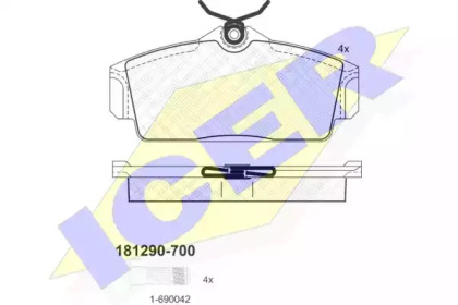 Колодки гальмівні (передні) Nissan Almera 00-06/Primera 96-02 ICER 181290-700