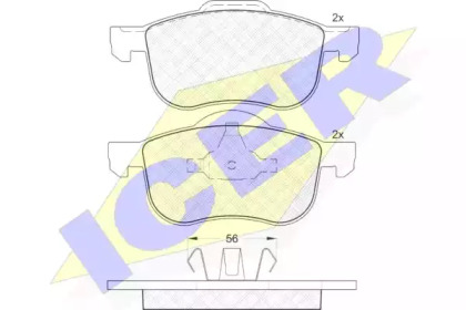 Колодки гальмівні (передні) Volvo S60 00-10/S70 97-00/S80 98-06/V70 95-06/XC70 Cross Country 00-07 ICER 181297