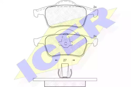 Колодки гальмівні (задні) Volvo S60 00-10/S70 97-00/S80 98-06/V70 95-08/XC70 Cross Country 97-07 ICER 181298