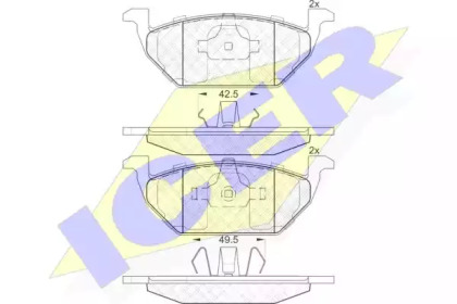 Колодки гальмівні (передні) Audi A1 10-18/A3/Seat/Skoda Fabia/Octavia/VW Golf 96-/Caddy/Polo 04- ICER 181338
