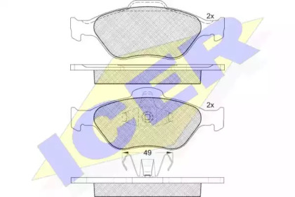 Колодки гальмівні (передні) Ford Fiesta 95-10/Fusion/Ka 02-12/Puma/Mazda 121 96-03/Mazda 2 03-07 ICER 181343