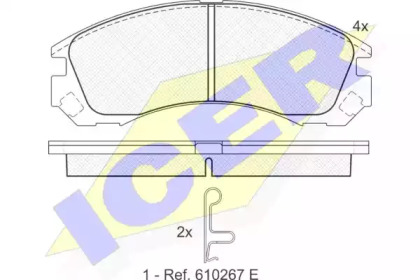 Колодки гальмівні (передні) Citroen C-Crosser 07-/Mitsubishi Outlander/Pajero 98-/Lancer/L400 94-03 ICER 181358