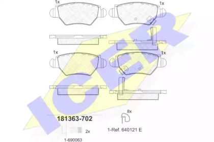 Колодки гальмівні (задні) Opel Astra G 98-09/Zafira A 99-05/Chevrolet Corsa 94-02/Zafira 01-12 ICER 181363-702