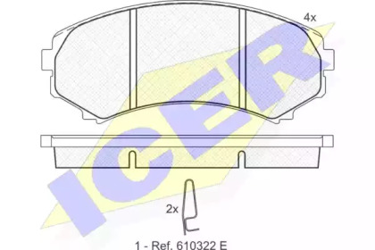 Колодки гальмівні (передні) Mitsubishi Grandis 04-11/Pajero II-IV 90-/Mazda E2000/2200 88-03 ICER 181374