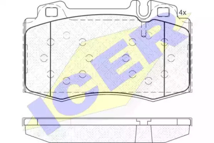 Колодки гальмівні (передні) MB C-class (W203) 02-08/M-class (W163) 98-05/S-class (W220/W221) 98-13 ICER 181389