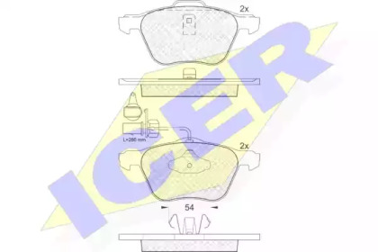 Колодки гальмівні (передні) Ford Galaxy 95-06/Seat Alhambra/VW Sharan 95-10/VW T4 90-03 (+датчики) ICER 181395