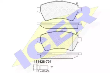 Колодки гальмівні (передні) Land Rover Freelander 98-06 ICER 181428-701