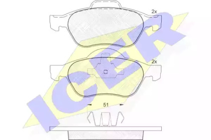 Колодки гальмівні (передні) Renault Laguna II/III 01-15/Megane II 03-/Wind 10- ICER 181431