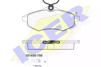 Колодки гальмівні (передні) Citroen C2 03-12/Citroen С3 02- ICER 181450-700
