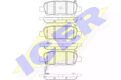 Колодки гальмівні (задні) Renault Koleos 08-/Nissan Qashqai/Tiida 07-13/Teana/X-Trail 01-13 ICER 181509