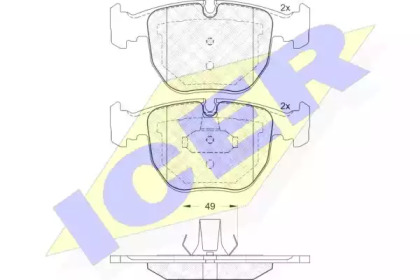 Колодки гальмівні (передні) BMW 5 (E39) 96-04/7 (E38) 94-01/X3 (E83) 06-11/X5 (E53) 00-06 ICER 181530