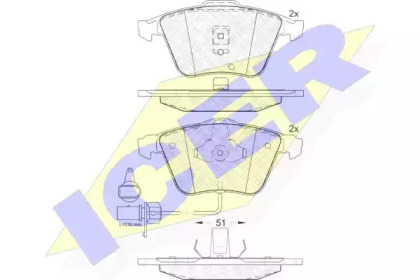 Колодки гальмівні (передні) Audi A6 97-05 (+датчики) ICER 181531